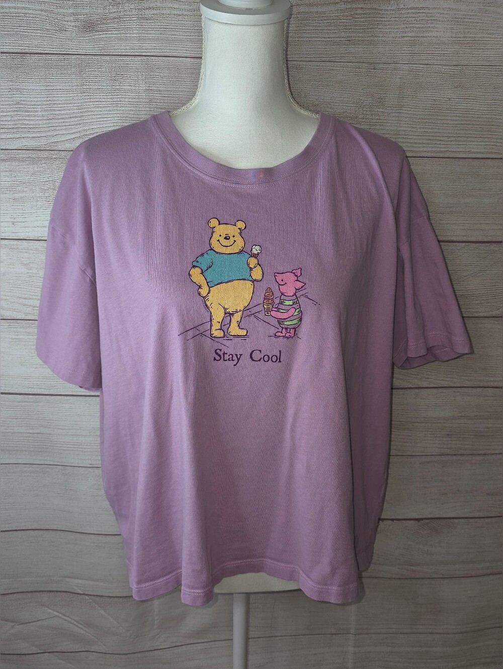 Life Is Good Women's Winnie & Piglet Short Sleeve Crusher Boxy Tee Size XL